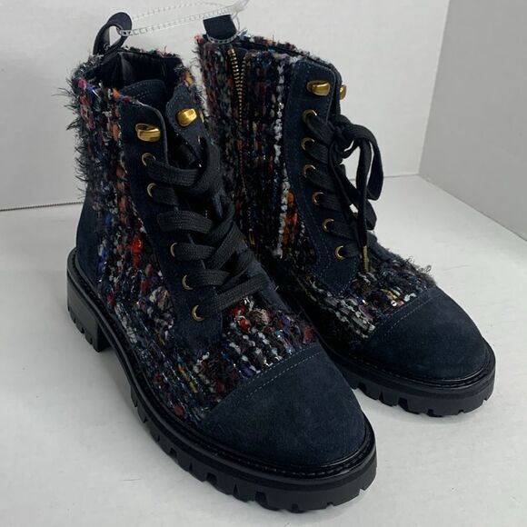 Kurt Geiger London Kensington tweed lug combat ankle boot NWT - Picture 3 of 14
